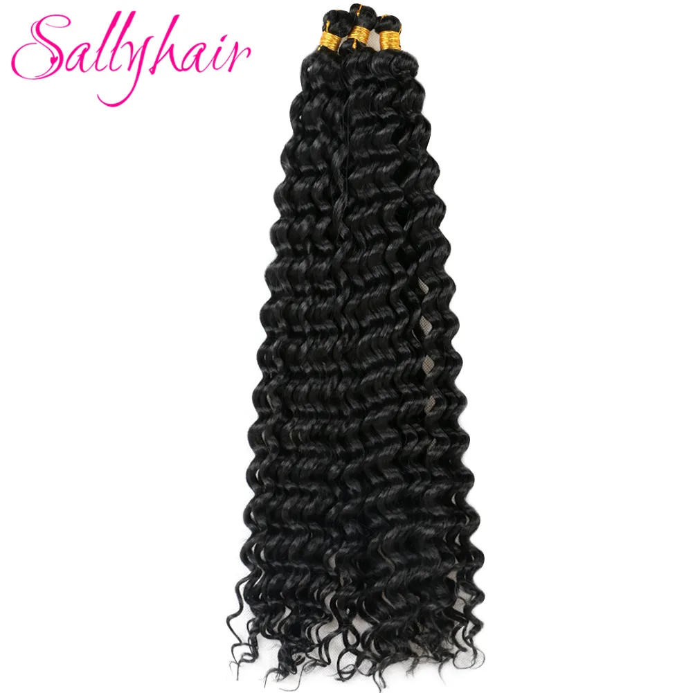 Sallyhair 20Inch 100gram Deep Wave Crochet Hair Natural Water Wave Synthetic Braid Hair Afro Curls Ombre Braiding Hair Extension images - 6