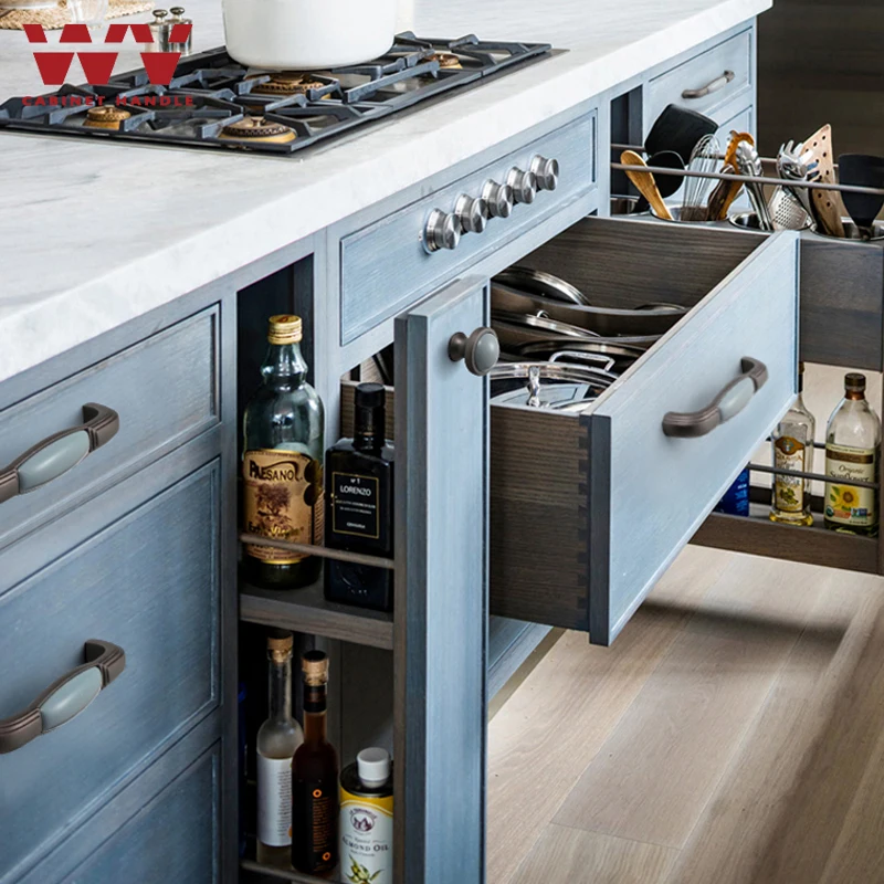 WV сине-серый Керамический кухонный шкаф мебель твердые ручки для шкафа дверные