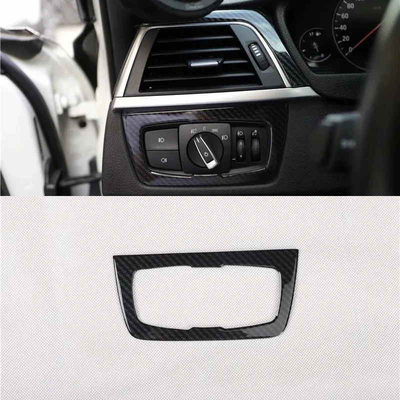 

For BMW 3 Series 2013-2019 1PC Carbon Fiber ABS Car Interior Headlight Adjustment Button Cover Trim Molding Car Styling