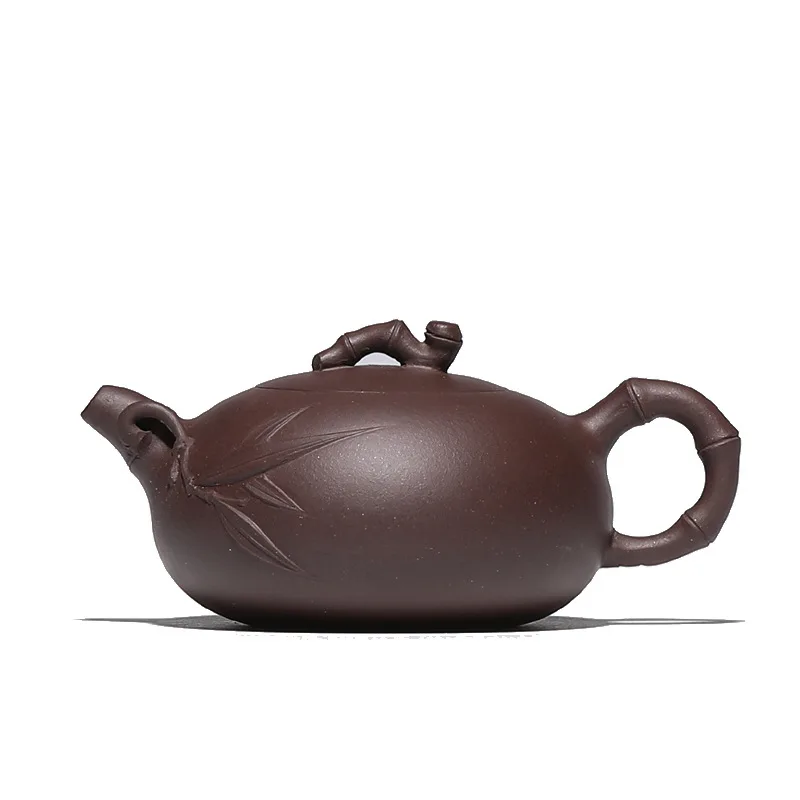 

Yixing raw ore purple clay teapot handmade old purple clay flat Xishi bamboo teapot 150ml small ml teapot