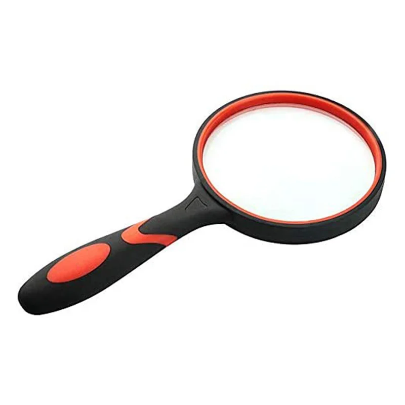 

8 Pack 10X Handheld Magnifying Glass Reading Magnifier for Seniors and Kids, 50mm Magnifying Lens with Rubber Handle
