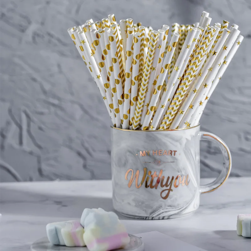 75 шт. одноразовые цветные бумажные трубочки для питья украшения дня рождения