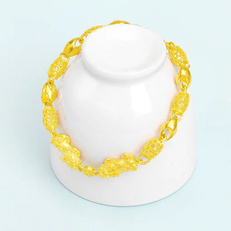 

Atmospheric high quality 24K gold plated thick brave bracelet men and women hollow out anniversary birthday wedding gift