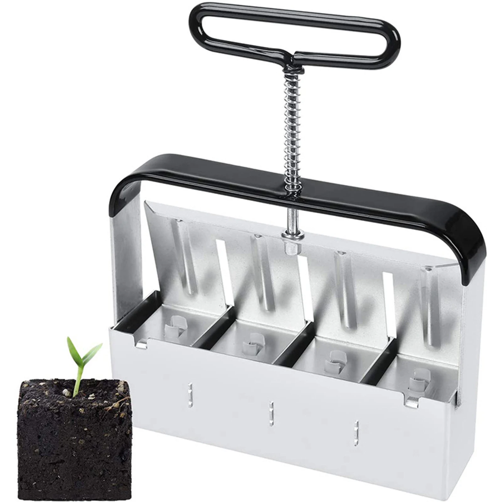 

Manual Quad Soil Blocker with Comfort-Grip Handle for Seedlings Cuttings Four 2" Square Soil Blocks 7.68x2.05x9.45inch 845g