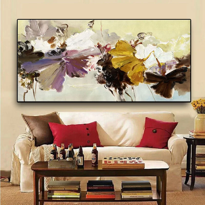 Абстрактная акварель желтые цветы Художественная Картина на холсте постер и