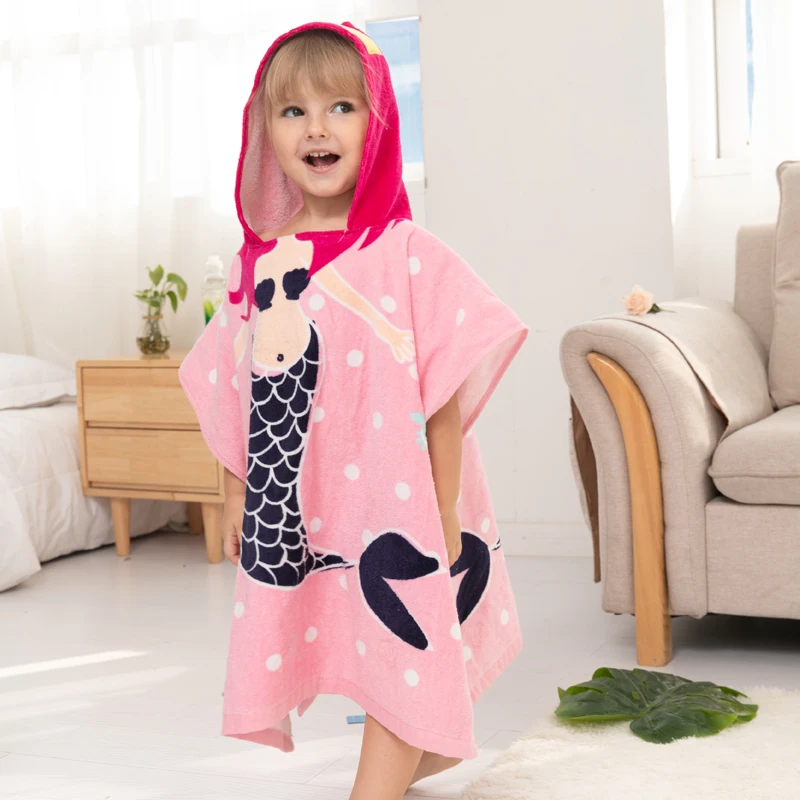 

Children Bath Towel Baby Soft Beach Cotton Cloak Towels Unicorn Toddler Kids Hooded Surf Swim Pool Coverup Poncho Cape Bathrobe