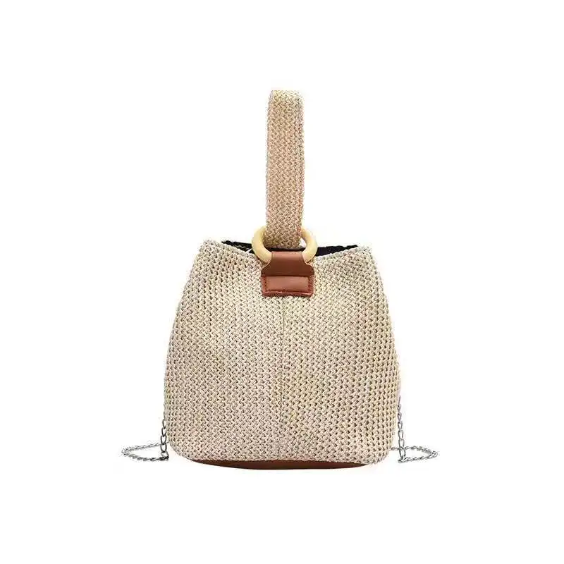 

Straw bag women 2021 new fashion all-match woven chain bucket bag women's single-shoulder messenger bag