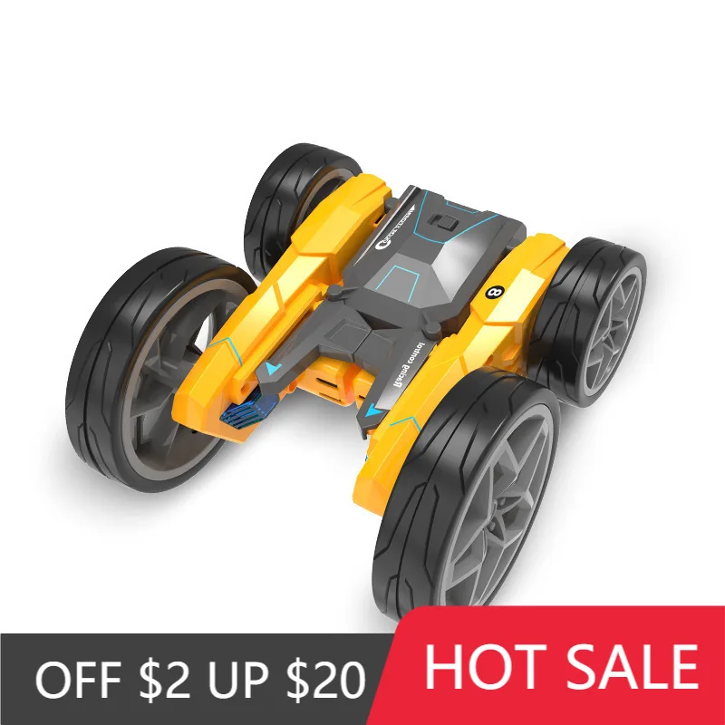 

ODILO 1PCS The New Stone Electric Remote Control Car Trick High Speed Deformed Spin Roll Off-road Double Sided Child Toy