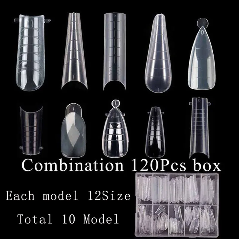 

Poly Nails Gel Quick Building False Tips Mold Stiletto Coffin Almond Extension Nail Forms Clips DIY Art Finger Top Manicure Tool