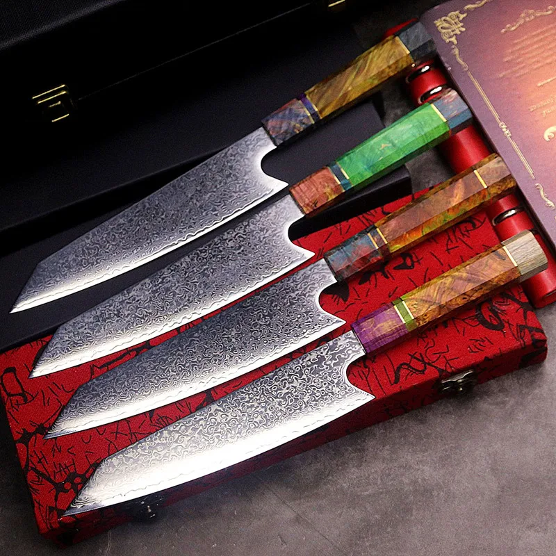 

PEGASI Chef's Nakiri Knife 67 Layers Japanese Damascus Steel Damascus Chef Knife 8 Inch Damascus Kitchen Knife Solidified Wood