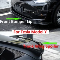 for tesla model y front lower bumper lip spoiler trunk wing spoilers modely 2017 2021 accessories car modification body kit
