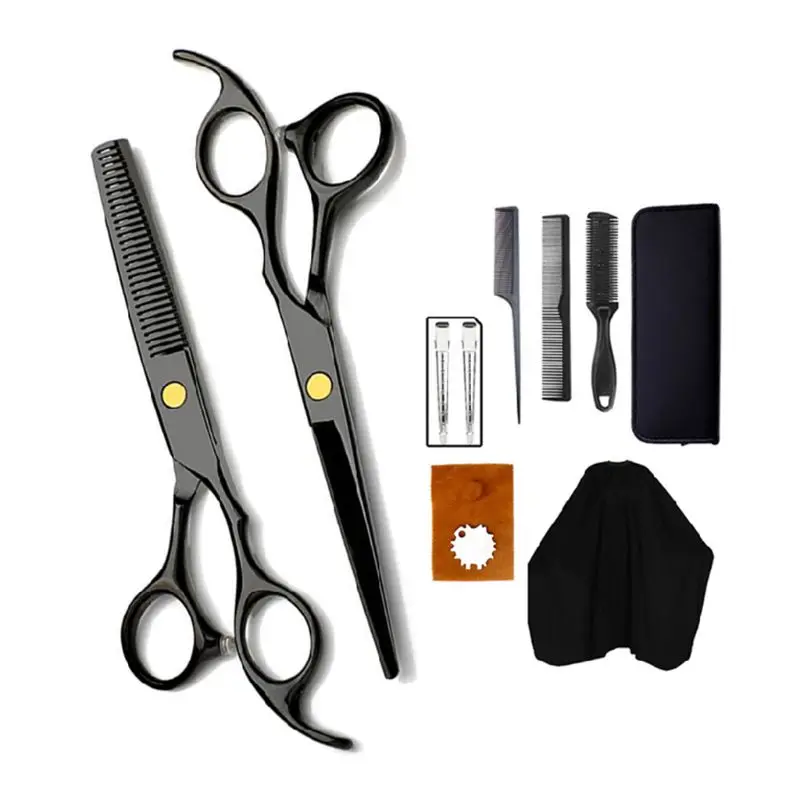 

1Set 6Inch Professional Hair Cutting Thinning Shears Comb Clips Cape Hairdressing Scissors Kit for Barber Salon Home Use