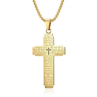bible cross pendant necklace with chain stainless steel blackgold silver color christian jewelry for men women gifts