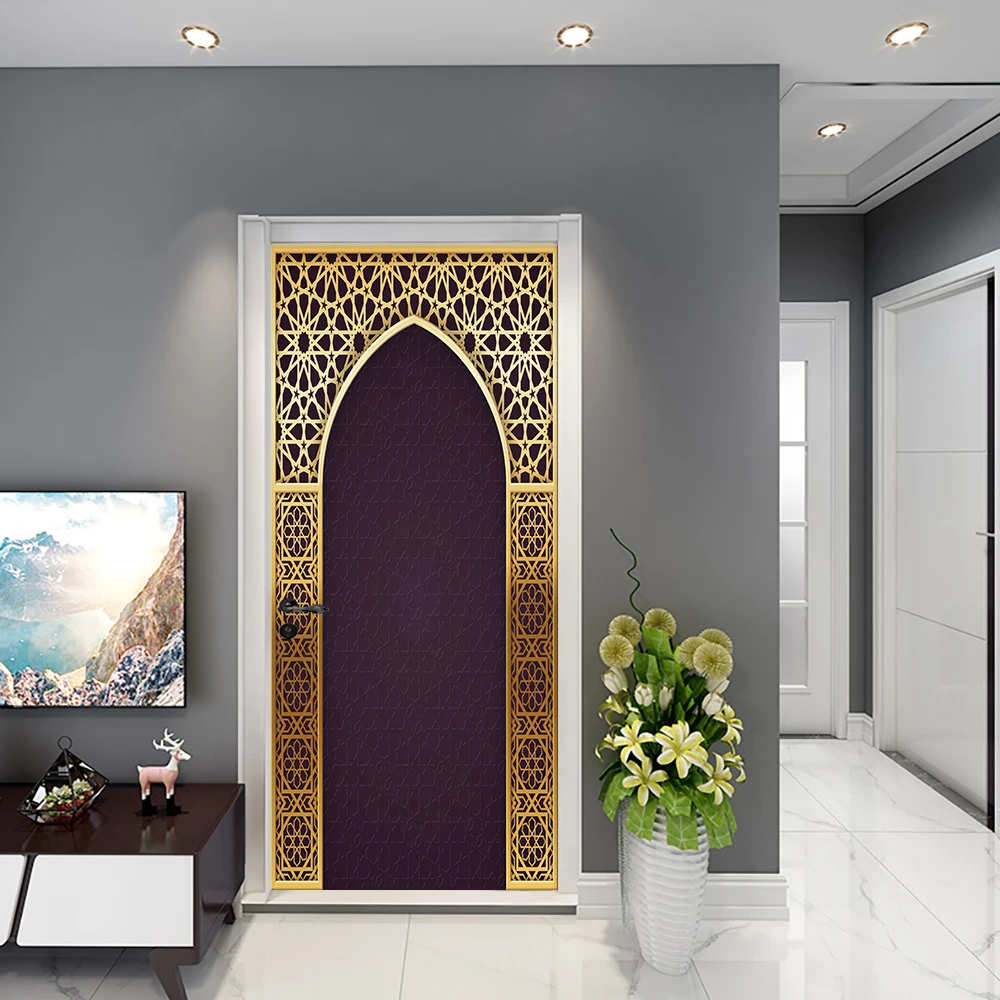 

Muslim Simulation Metal Door Frame Art Door Sticker Home Decoration Diy Wall Stickers Kitchen Wall Decal Peel & Stick Wallpaper