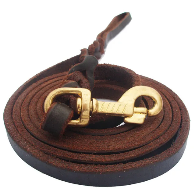 German Shepherd Leather Rope Golden Head Layer with Bovine Pila Large Dog Leash Outdoor Traction Belt Dog Leather Rope Leathers 6