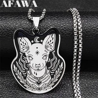 2022 chihuahua stainless steel black enamel necklaces black silver color necklace chain jewelry bijoux acier inoxydable n3630s03