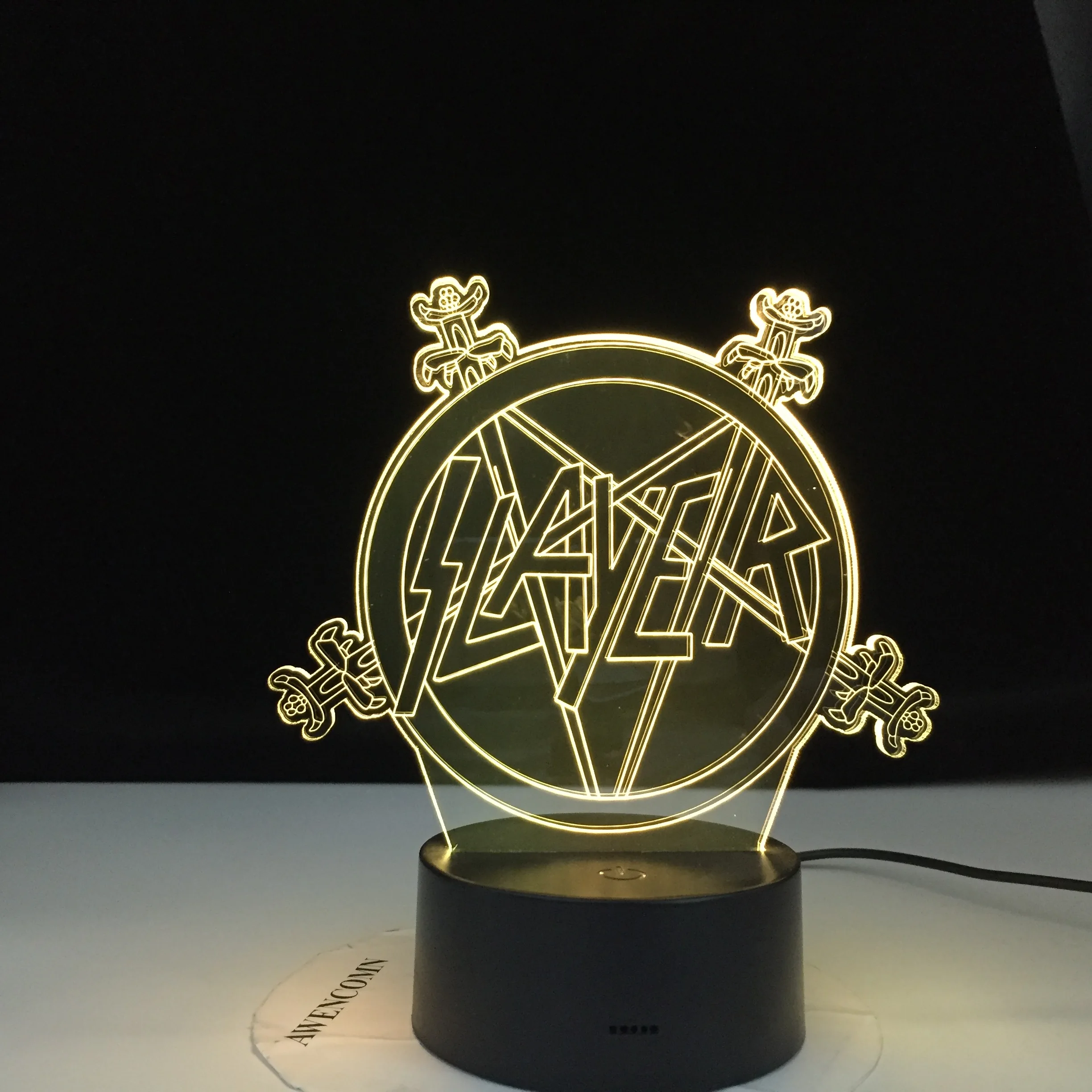 American Thrash Metal Band Slayer Logo Night Light Led Remote Control Color Changing Nightlight for Home Decor Event Prize Lamp | Лампы и