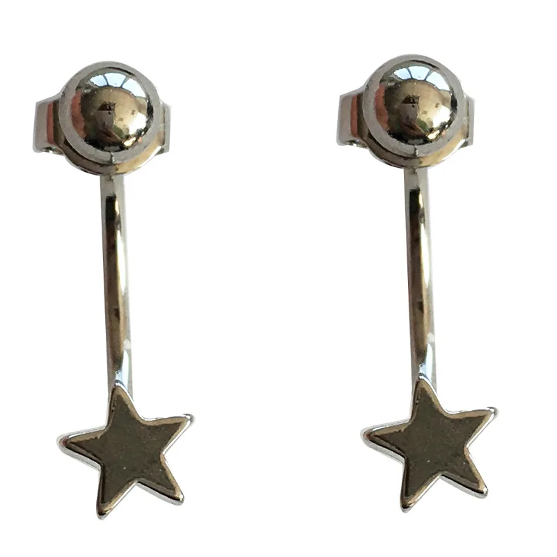 

2020 Simple Silver Color Star Stud Earring for Women Geometric C Shaped Small Earring Statement Jewelry Wholesale