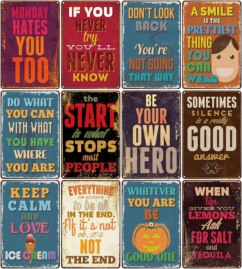 

Inspirational English Iron Metal Poster Tin Sign Plate Wall Decoration Vintage Art Painting Family Rule Plaque