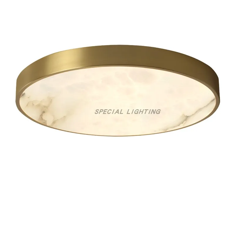 

Light luxury modern marble copper round ceiling lamp classical bedroom lamp villa model room designer living room lamp