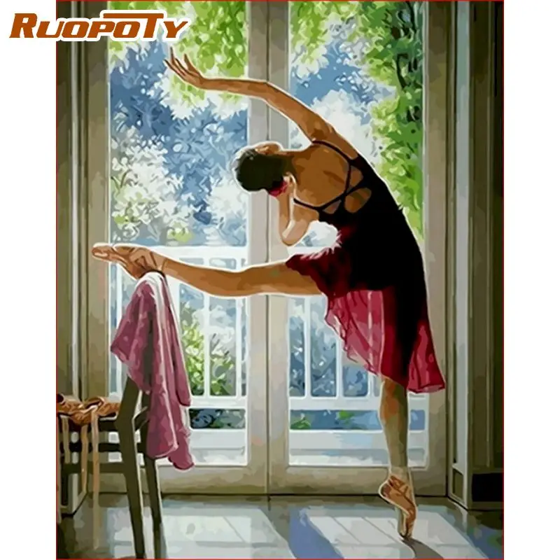 RUOPOTY рамка Diy Краска ing по номерам балерина девушка ручная краска ed масляная Холст