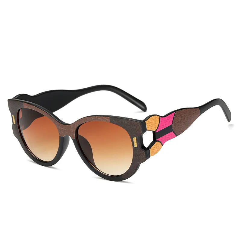 

New Style Colorful Sunglasses Ladies Large Frame Multicolor Stitching Metal Hinge Comfortable Nose Pad Design