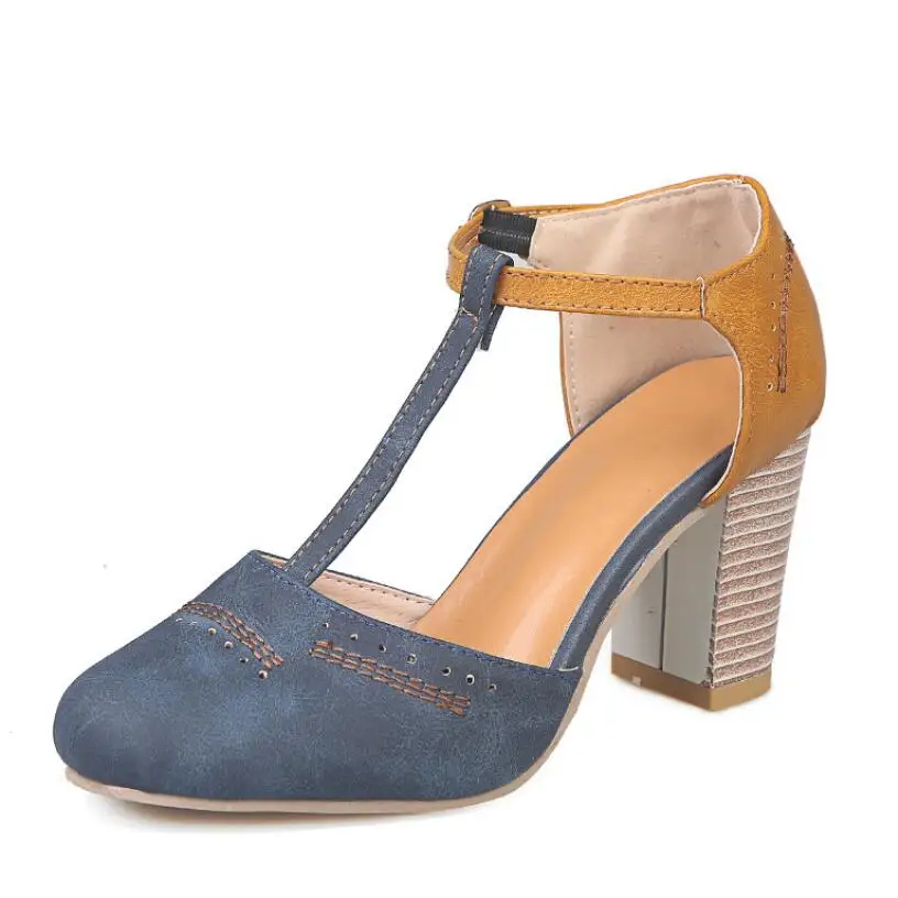 

Ladies High Heel Sandals Women Fashion Rome Round Toe Buckle Strap Sandals 2020 Summer Female Thick Heel Shoes Zapatos De Mujer