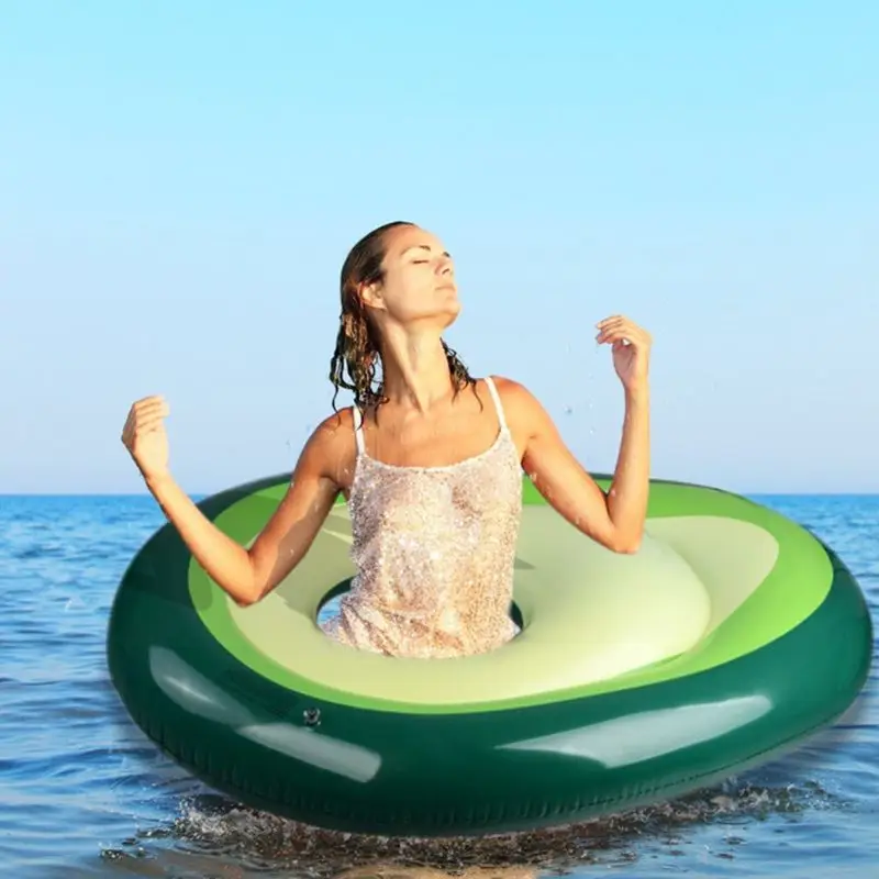 

Green Inflatable Avocado Water Hammock Swimming Ring Cushion Lounge Sleeping Floating Row Chair