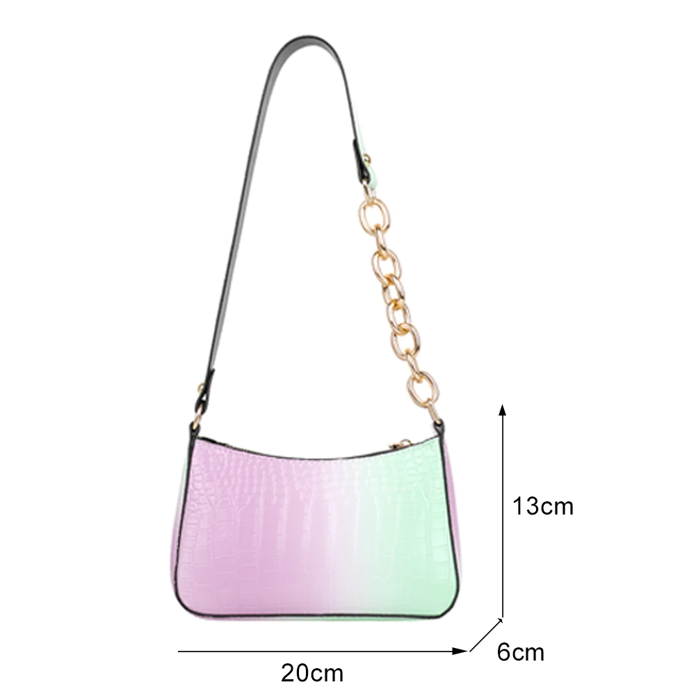 

Gradient Color Alligator Pattern Shoulder Underarm Bags Fashion Women PU Hobos Bag Casual Ladies Thick Chain Small Handbags