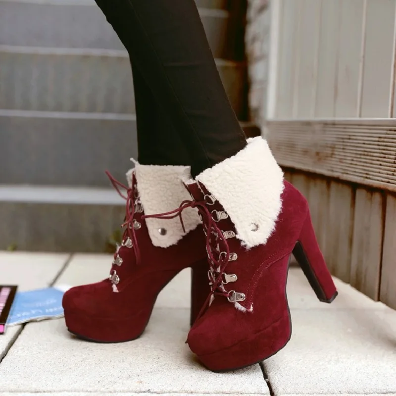 Новинка Осень зима 2019 женские сапоги туфли на высоком каблуке замшевые большого