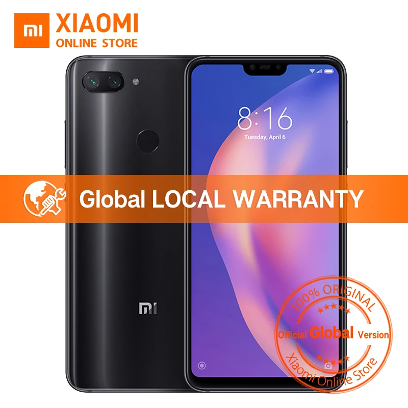 Смартфон Xiaomi Mi 8 Lite с глобальной версией, 4 ГБ, 64 ГБ, 6,26 дюйма, 19:9 экраном, восьмиядерным процессором Snapdragon 660, фронтальная камера 24 МП, Mi8