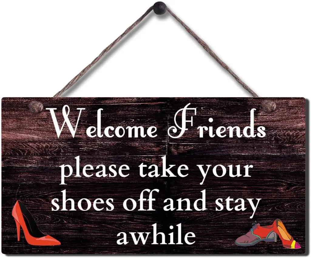 

Rustic Wood Sign Wall Hanging Plaque Vintage Take Off Shoe Wall Sign