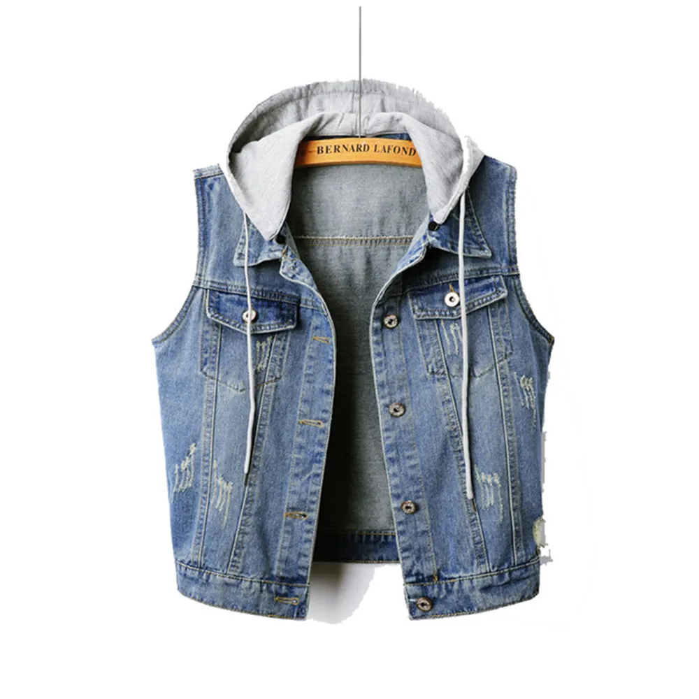 

Fashion Denim Jacket Slim Fit Plus Size Coats Sleeveless Waistcoat Denim Vest for Women Jeans Clothes Casual for Women Dropship