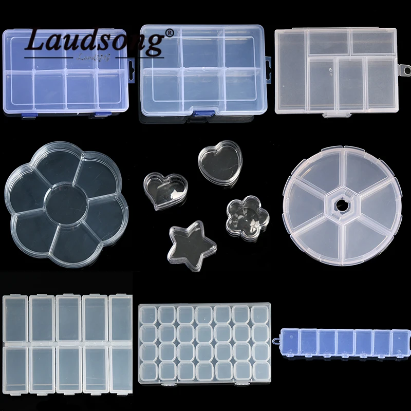 

Прозрачная пластиковая шкатулка для хранения бусин, органайзер, регулируемый браслет, ожерелья, серьги, контейнер для бусин, чехол для ювел...