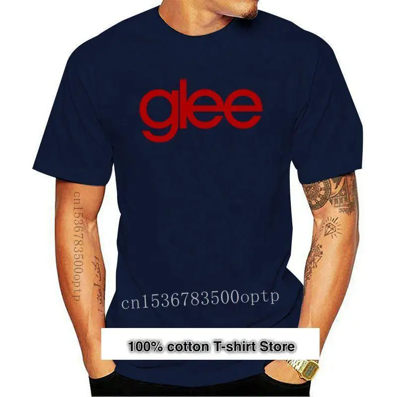 

Camiseta roja y blanca con logo de Glee, serie de televisión con logo rojo y blanco