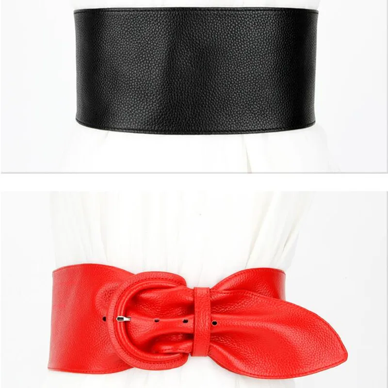H3289 Cowhide Wide Black Waistband Women Fashion Genuine Leather Simple Belt Ladies Casual Elegant High Quality Red Waist Seal
