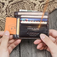 contacts 2021 men credit card holder wallet genuine leather vintage card case zipper coin purse mens id card wallets rfid slim