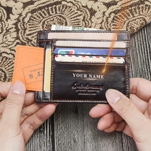contacts 2021 men credit card holder wallet genuine leather vintage card case zipper coin purse mens id card wallets rfid slim free global shipping