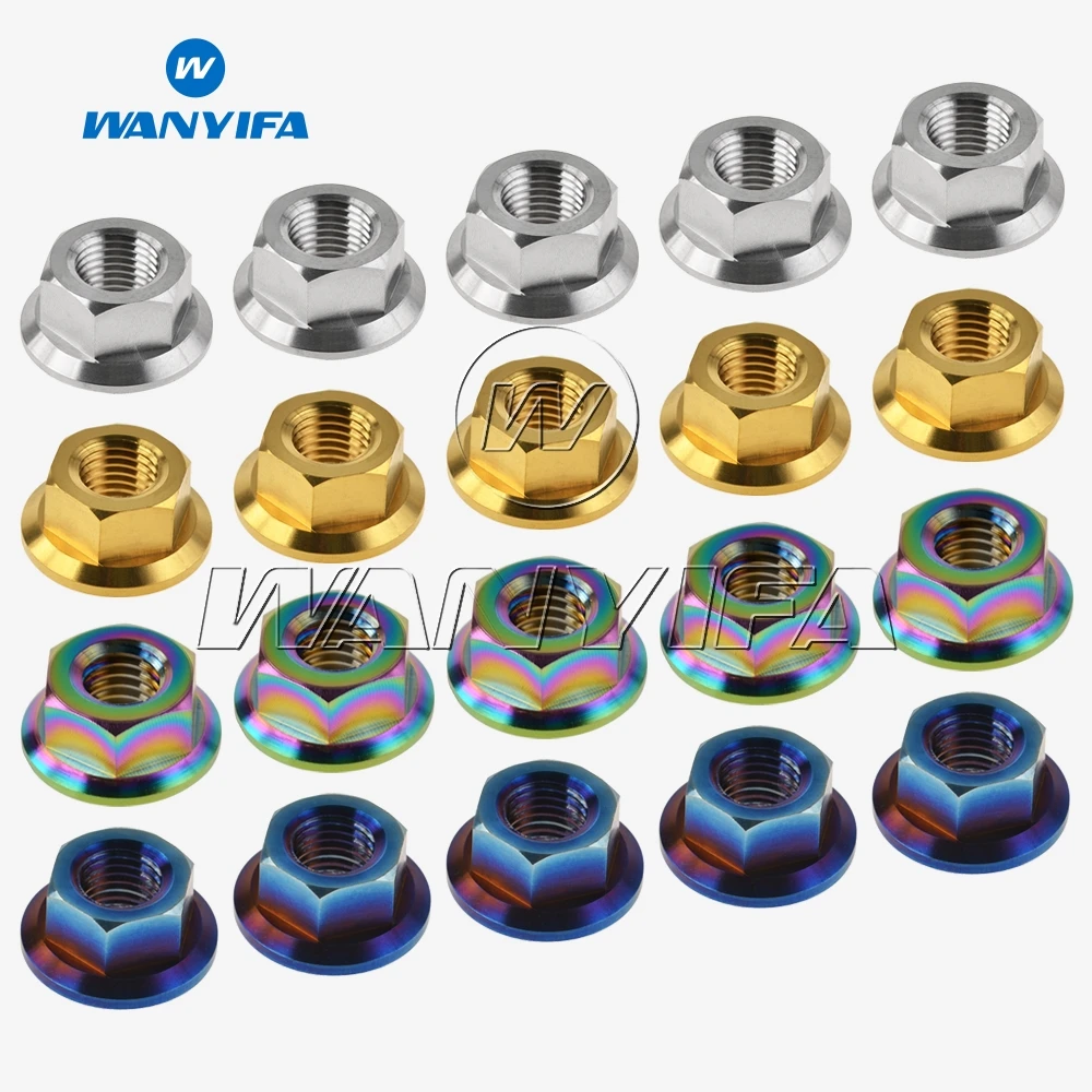 Титановая гайка wanifa M10x 1 0 25 мм 5 шестигранная Фланцевая для Honda Suzuki Yamaha Bluing Gold Rainbow