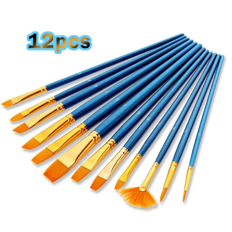 Детская Студенческая ручка для рисования гуашью 12 шт./компл. маслом кисть с