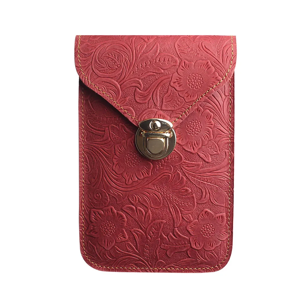 

Universal Real Leather Cell Phone Bag Shoulder Pocket Women's Wallet Pouch Crossbody Bag Messenger Chain Strap Mini Coin Purse
