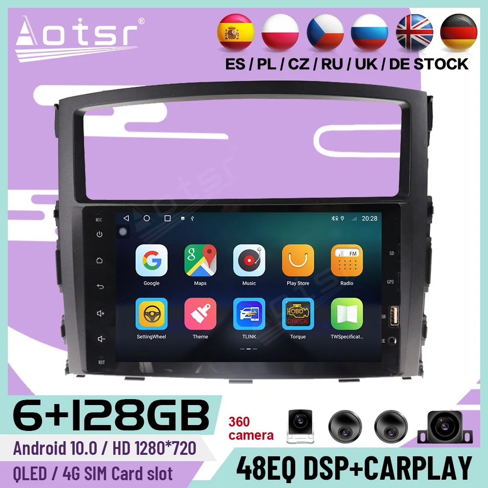 

6+128G Carplay Multimedia Stereo Android 10 Player For Mitsubishi Pajero 2006 2007 2008 2009 2010 2011 GPS Navi Radio Head Unit
