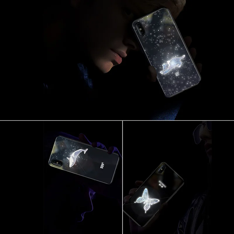 Yagoo умный светодиодный светящийся чехол для телефона для Apple iPhone X XS XR MAX 6 6S 7 8 Plus чехол s задняя крышка милые животные Funda роскошный силиконовый