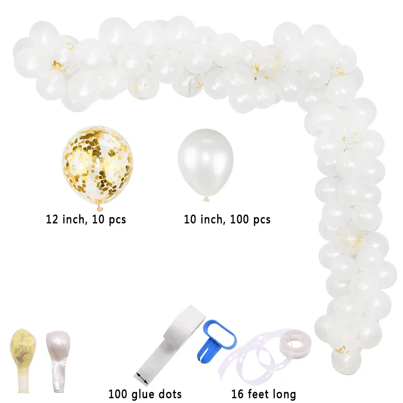 

110PCS Garland Arch Confetti Balloon Set 10 inch White Balloon Garland Set Wedding Christmas Party Decoration