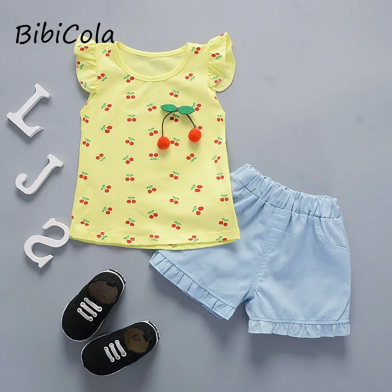 

BibiCola baby girl clothing sets summer clothes sets newborn baby clothes t-shirt vest+shorts 2pcs tracksuit set bebe clothing