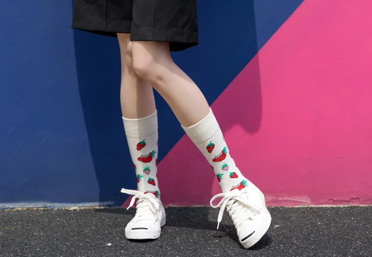 Осень зима Harajuku каваи счастливые носки женские новые модные Клубничные забавные носки креативные высококачественные милые носки
