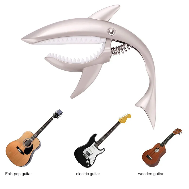 

Zinc Alloy Guitar Capo Tuning Guitar Shark Capo Accessories Quick Change Clamp Key Acoustic Classic Tone Adjusting Guitar Parts