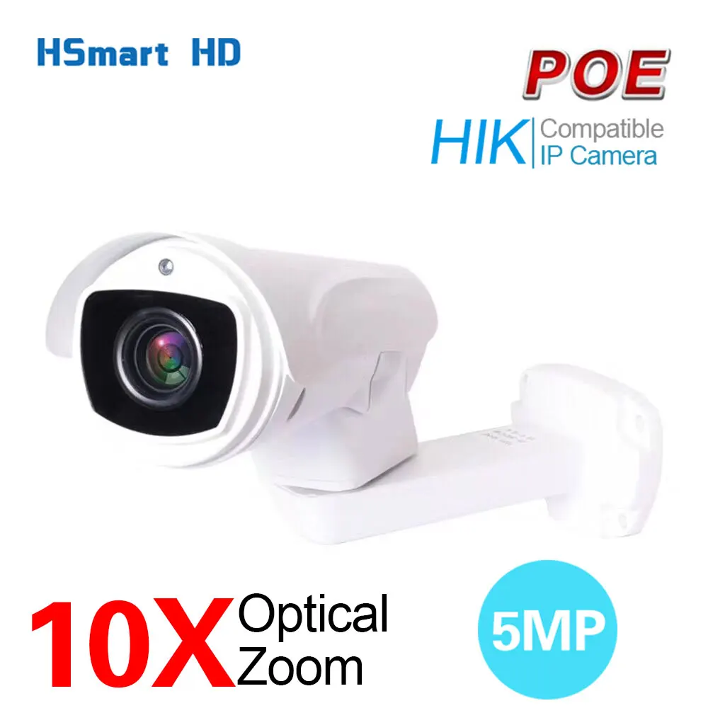 

Outdoor Waterproof H.265 10x Optical Zoom PTZ Bullet 5MP POE HD Security IP Camera 5.1-55mm lens IR 60m ONVIF P2P with Hikvision