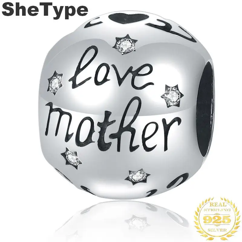 

1.1x0.9cm Love Mom Mother's Day Gift 2.0g Charm Silver 925 Sterling Silver Style Charms Jewelry DIY 2019