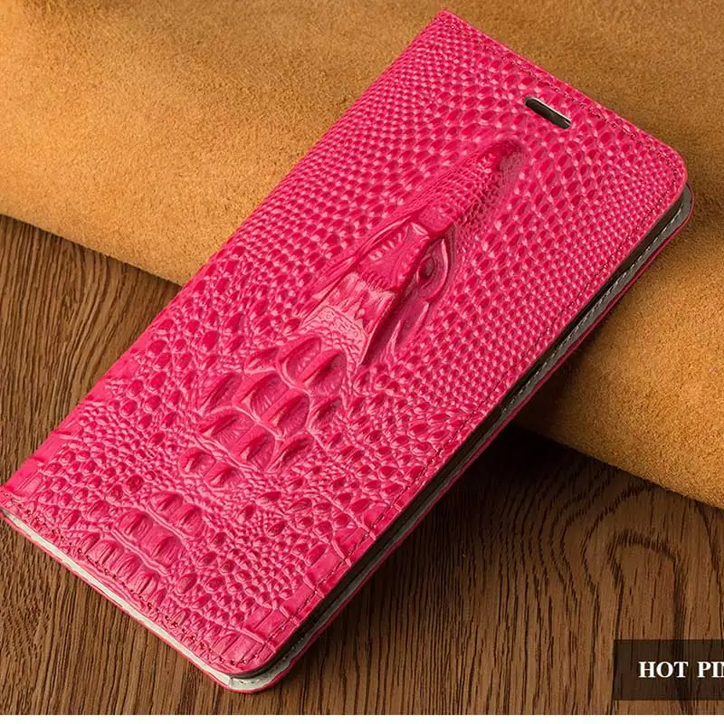 Розово-красный LANGSIDI Чехол-книжка для huawei p30 lite p20 p10 mate 20 10 9 pro Honor10 8X Nova чехол из натуральной кожи с крокодиловым черепом - Цвет: Розово-красный